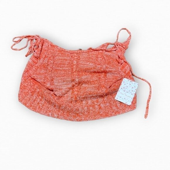 NEW Free People Orange Cropped Knit Shoulder Tie Tank Size XS - Picture 3 of 6